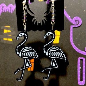 Flamingo Skeleton Earrings